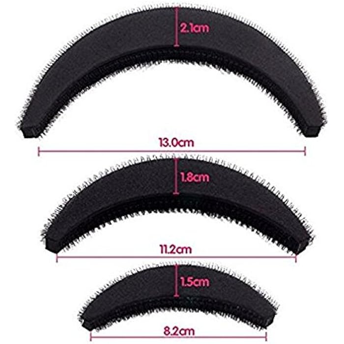 ASTRQLE 3pcs Black Different Size Bump It Up Volume Inserts Do Beehive Hair Pad Base Styler Insert Tool Hair Accessories - Image 2